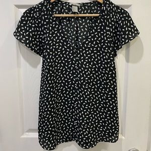 H&M Leaf Pattern V-Neck Blouse